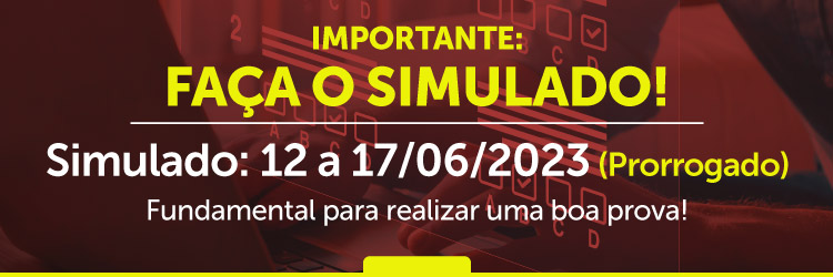 Arte em fundo vinho com o texto IMPORTANTE: FAÇA O SIMULADO! Simulado: 12 a 16/06/2023. Fundamental para realizar uma boa prova!